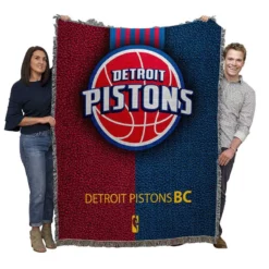 Detroit Pistons Energetic NBA Basketball Club Woven Blanket