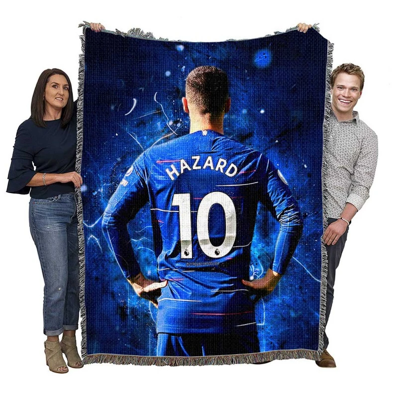 Eden Hazard in Number Ten jersey Woven Blanket