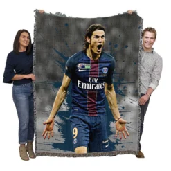 Edinson Cavani Exciting PSG Football Player Woven Blanket