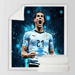 Edinson Cavani Uruguayan Energetic Football Player Sherpa Fleece Blanket