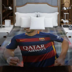 Energetic Barca Soccer Player Luis Suarez Duvet Cover