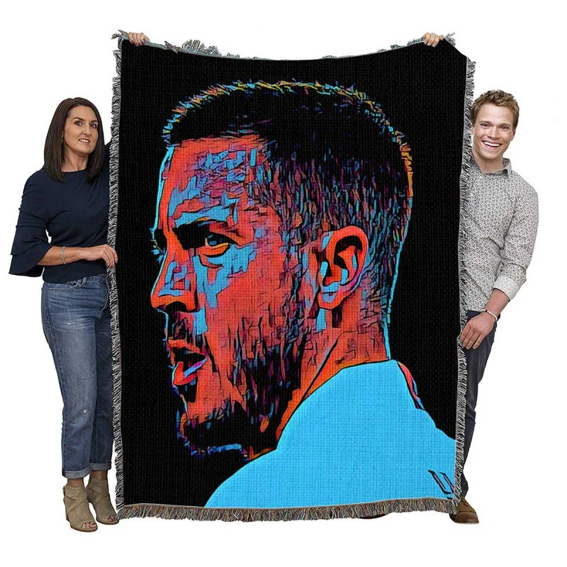 Energetic Football Player Eden Hazard Woven Blanket