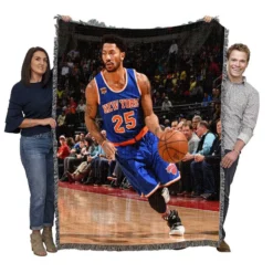 Energetic NBA Basketball Player Derrick Rose Woven Blanket