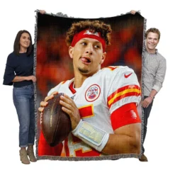 Energetic NFL Football Player Patrick Mahomed Woven Blanket