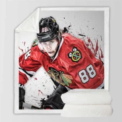Energetic NHL Hockey Player Patrick Kane Sherpa Fleece Blanket