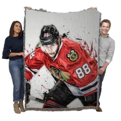 Energetic NHL Hockey Player Patrick Kane Woven Blanket