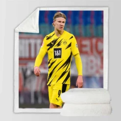 Erling Haaland Energetic Dortmund BVB Club Player Sherpa Fleece Blanket