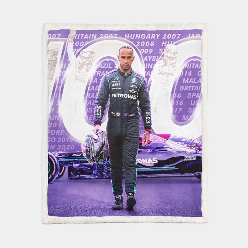 Excellent Formula 1 Racer Lewis Hamilton Sherpa Fleece Blanket 1