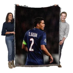 Excellent PSG Soccer Player Thiago Silva Woven Blanket