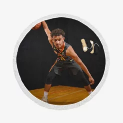 Exciting Basketball Player Trae Young Round Beach Towel