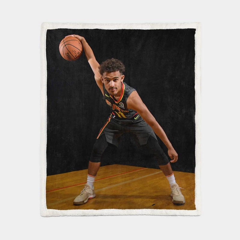 Exciting Basketball Player Trae Young Sherpa Fleece Blanket 1