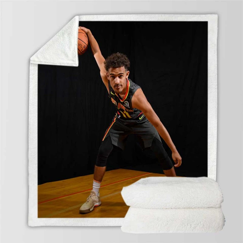 Exciting Basketball Player Trae Young Sherpa Fleece Blanket
