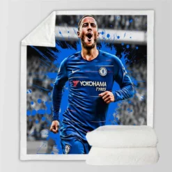Exciting Chelsea Football Player Eden Hazard Sherpa Fleece Blanket