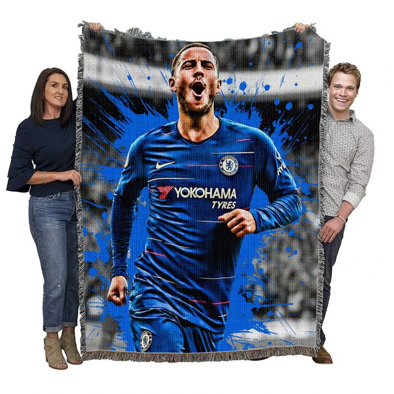 Exciting Chelsea Football Player Eden Hazard Woven Blanket