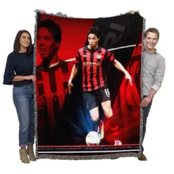Exciting Midfield Soccer Player Samir Nasri Woven Blanket