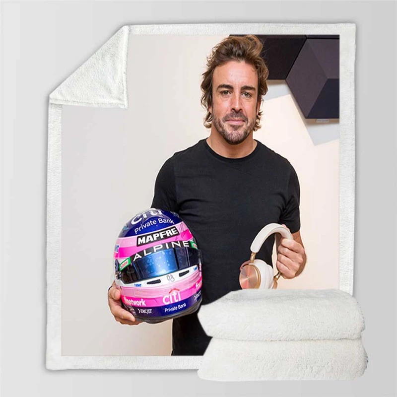 Fernando Alonso Excellent Spanish Formula 1 Player Sherpa Fleece Blanket