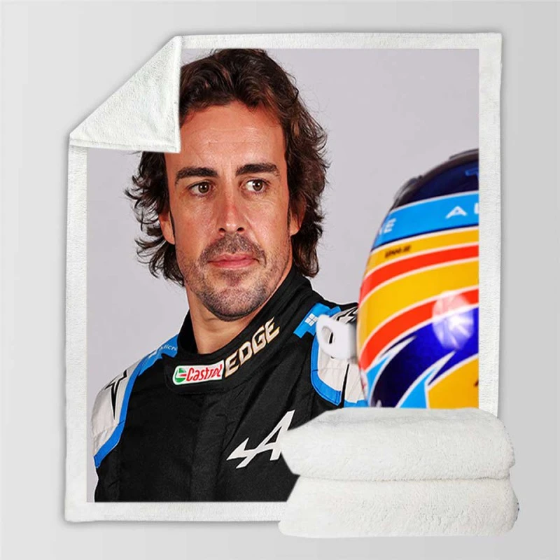 Fernando Alonso Exciting Spanish Formula 1 Player Sherpa Fleece Blanket