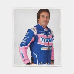 Fernando Alonso Professional Spanish Formula 1 Player Sherpa Fleece Blanket 1