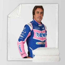 Fernando Alonso Professional Spanish Formula 1 Player Sherpa Fleece Blanket