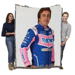 Fernando Alonso Professional Spanish Formula 1 Player Woven Blanket