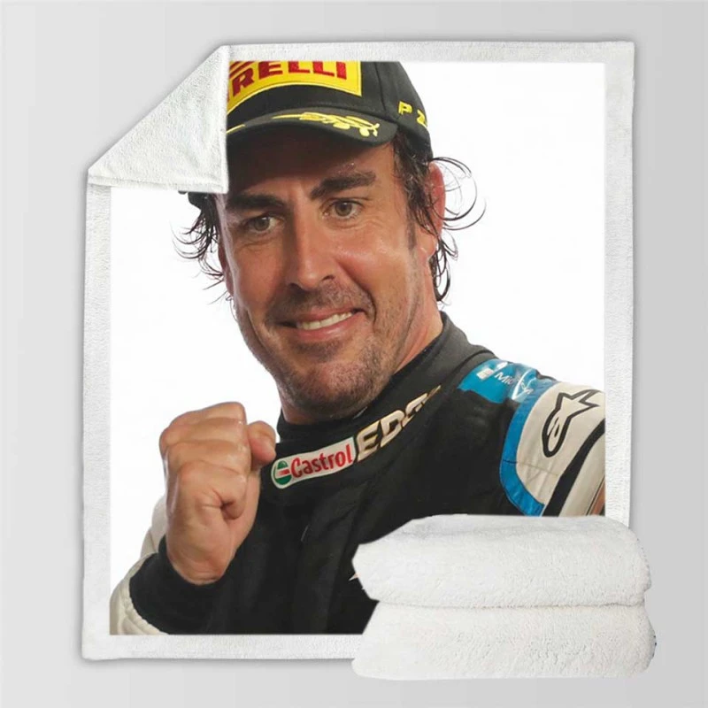 Fernando Alonso Spanish Formula 1 Player Sherpa Fleece Blanket 1