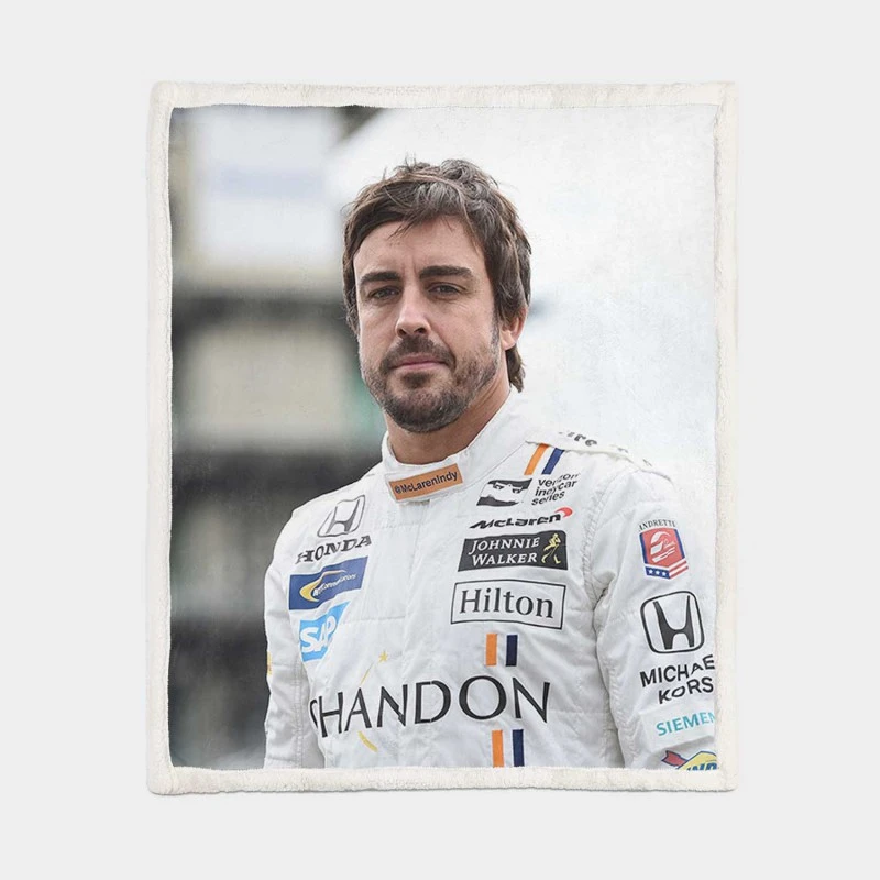 Fernando Alonso Strong Spanish Formula 1 Player Sherpa Fleece Blanket 1