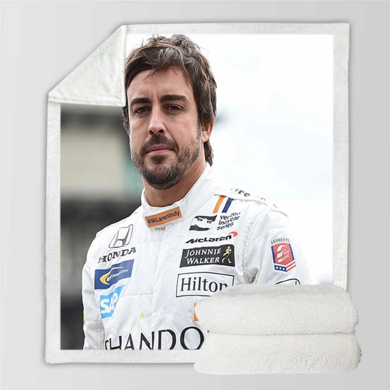 Fernando Alonso Strong Spanish Formula 1 Player Sherpa Fleece Blanket