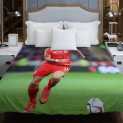 Gareth Bale in Welsh Red Jercey Duvet Cover
