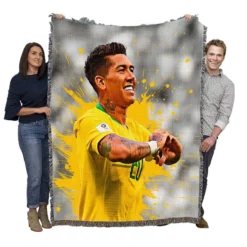 Graceful Brazil Footballer Roberto Firmino Woven Blanket