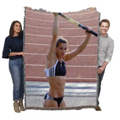 Greatest Female Pole Vaulter Yelena Isinbayeva Woven Blanket