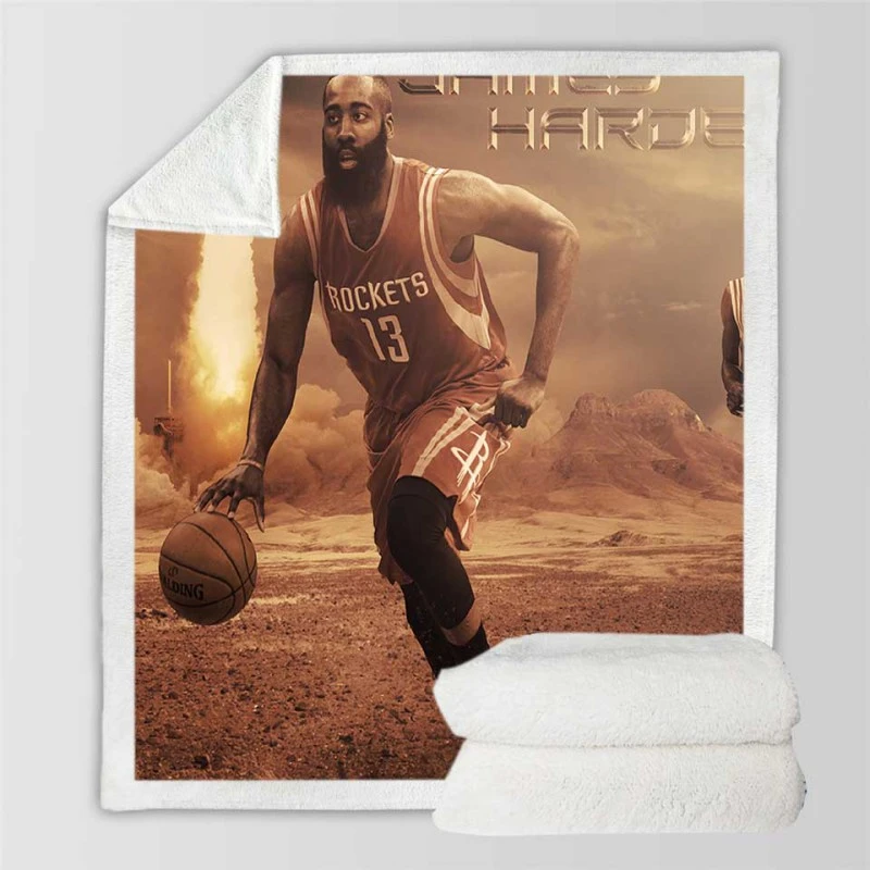 James Harden Strong NBA Basketball Player Sherpa Fleece Blanket