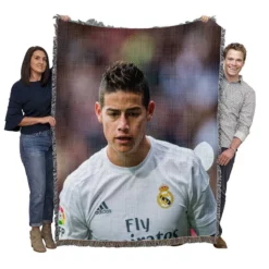 James Rodriguez Colombian Football Player on National Team Woven Blanket