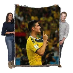 James Rodriguez Top Colombian Football Player Woven Blanket
