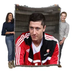 Lewandowski Successful Football Player Woven Blanket