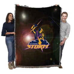 Melbourne Storm Professional NRL Rugby Club Woven Blanket