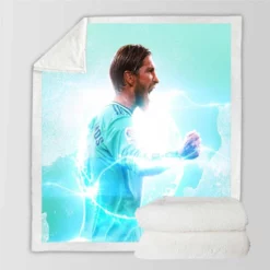 Mighty Footballer Sergio Ramos Sherpa Fleece Blanket