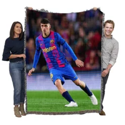 Pedri Exciting Barcelona Football Player Woven Blanket