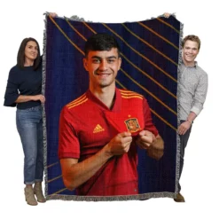 Pedri Spanish Spirited Football Player Woven Blanket