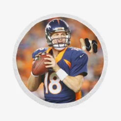 Peyton Manning Excellent NFL Football Player Round Beach Towel