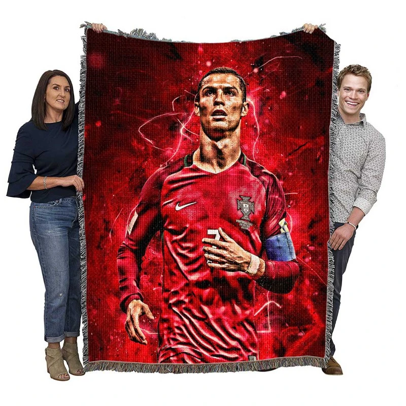 Portugal Captain sports Player Cristiano Ronaldo Woven Blanket