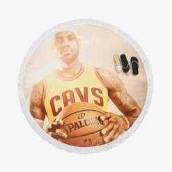 Powerful NBA Basketball Player LeBron James Round Beach Towel
