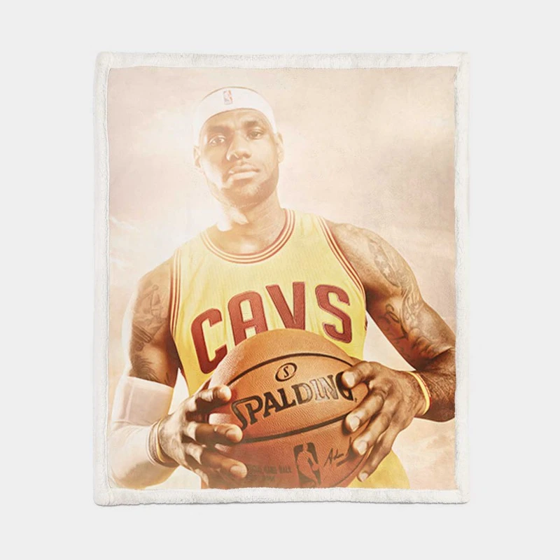 Powerful NBA Basketball Player LeBron James Sherpa Fleece Blanket 1