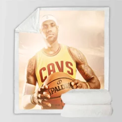 Powerful NBA Basketball Player LeBron James Sherpa Fleece Blanket