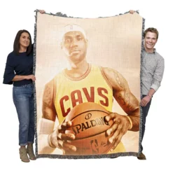 Powerful NBA Basketball Player LeBron James Woven Blanket