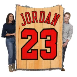 Powerful NBA Basketball Player Michael Jordan 23 Woven Blanket