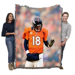Powerful NFL Football Player Peyton Manning Woven Blanket