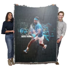 Powerful Tennis PlayerRafael Nadal Woven Blanket