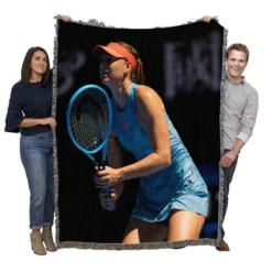 Powerful WTA Tennis Player Maria Sharapova Woven Blanket