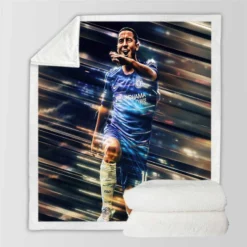 Powerfull Chelsea Soccer Player Eden Hazard Sherpa Fleece Blanket