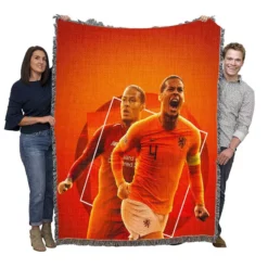 Professional Dutch Footballer Virgil van Dijk Woven Blanket
